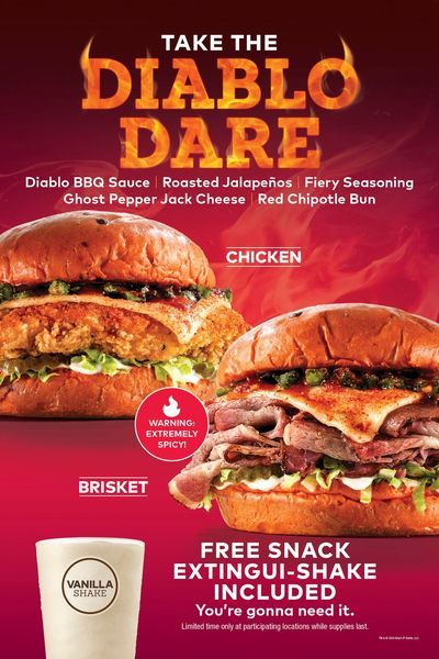 Arbys neue würzige Diablo Dare Sandwiches werden mit einem kostenlosen Vanilleshake geliefert