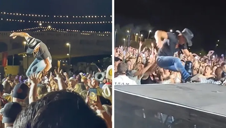 Tim McGraw tombe de scène, mais les fans et la sécurité le sauvent