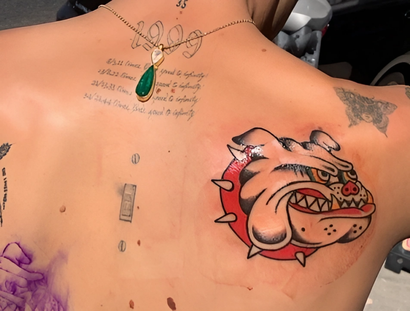 Anwar Hadid se fait tatouer un bouledogue sur le dos