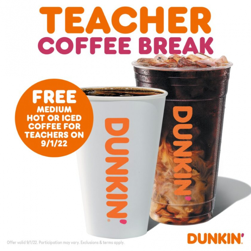 Dunkin Donuts 1. septembrī izsludina bezmaksas kafiju skolotājiem